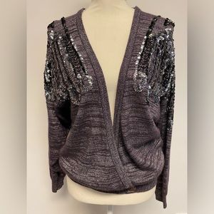 Kabri Sequin Bottom Button Open Cardigan Sz S